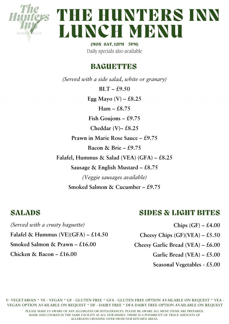 Menu - Hunters Inn